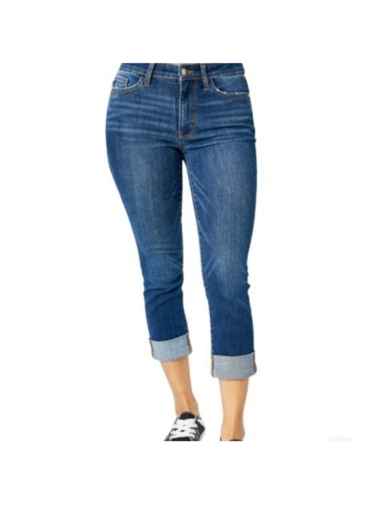 Judy Blue Denim - Judy Blue Blue Skinny Fit Capri Jeans 30 Dark Wash Stretchy